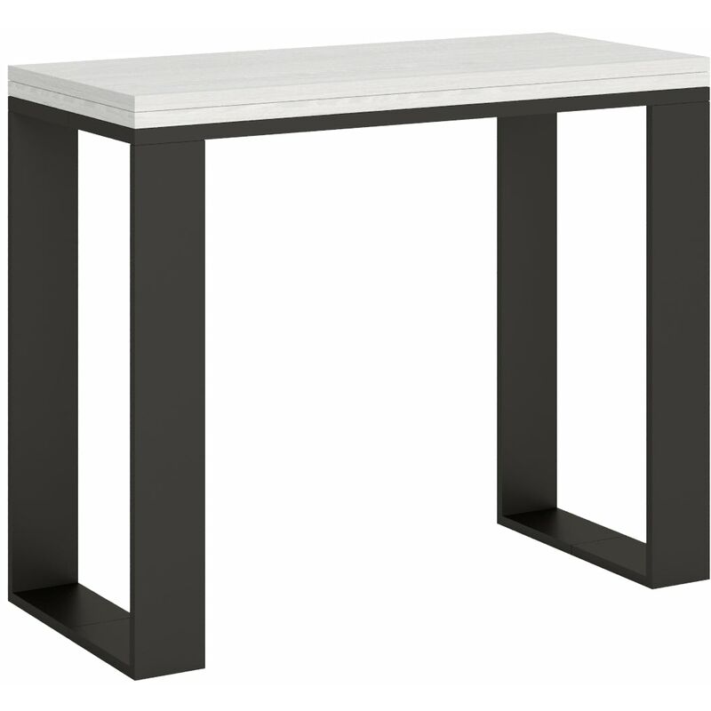foto del prodotto consolle allungabile 90x45 90x80 cm in nobilitato bianco