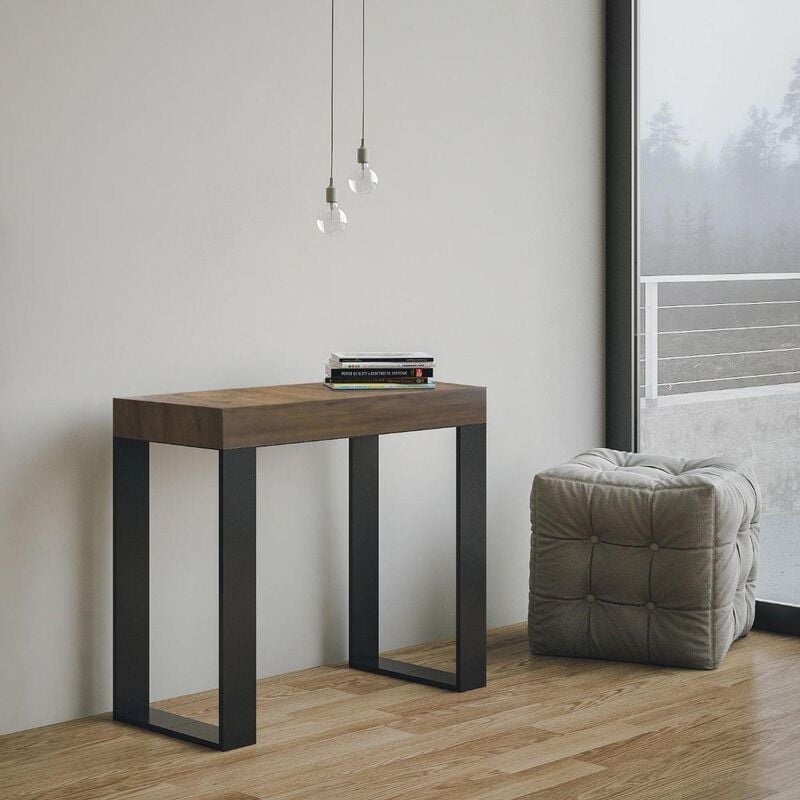 foto del prodotto consolle allungabile a 196 cm tecno small noce telaio antracite