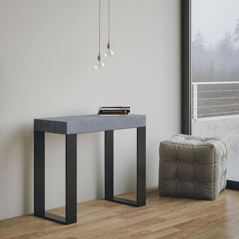foto del prodotto consolle allungabile a 300cm tecno cemento telaio antracite