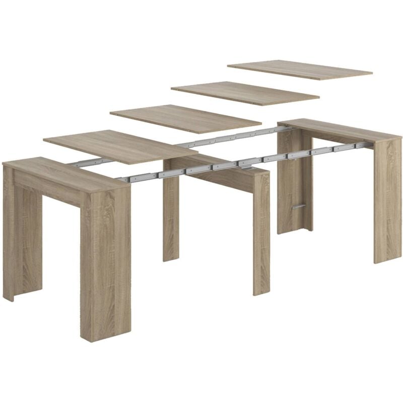 foto del prodotto consolle allungabile abicitren, tavolo da pranzo allungabile, ripiano con allunghe multiuso estensibile fino a 10 posti, 51 237x90h78 cm, rovere