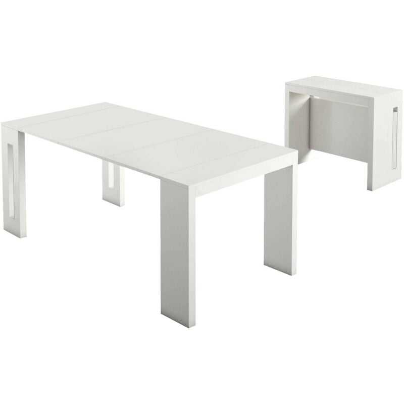 foto del prodotto consolle allungabile akam, tavolo da pranzo estensibile, consolle multiuso con allunghe, 100 made in italy, 186x80h76 cm, bianco dmora