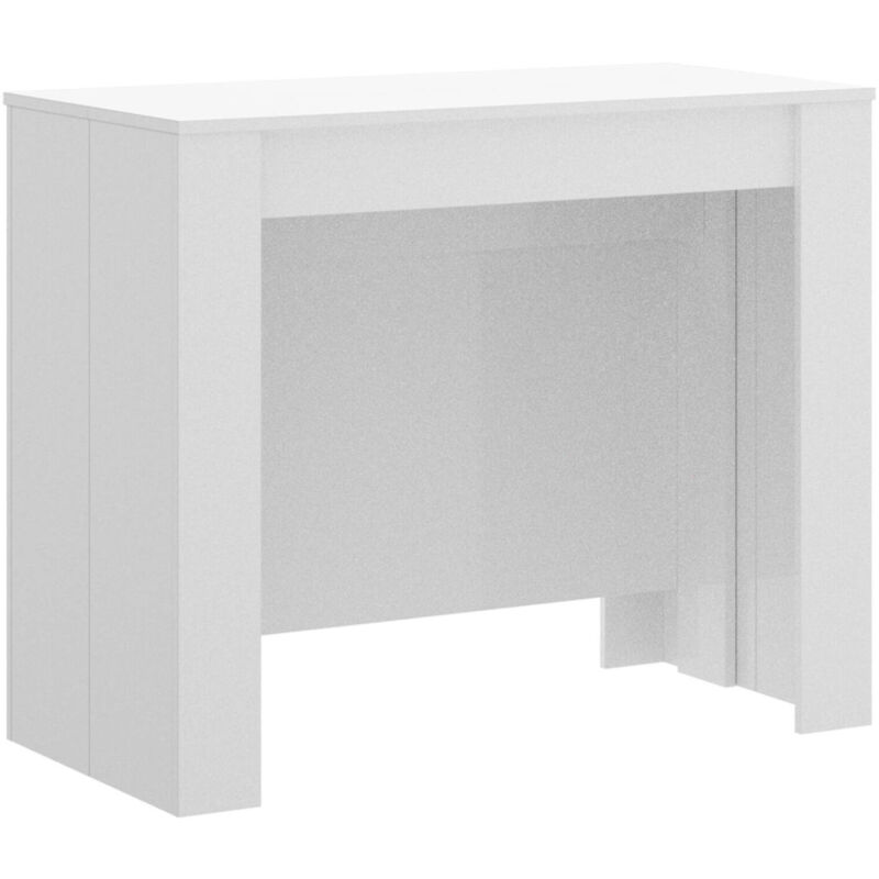 foto del prodotto consolle allungabile alej, tavolo da pranzo multiuso, consolle estensibile multiposizione con porta allunghe incluso, 54 239x90h77 cm, bianco lucido