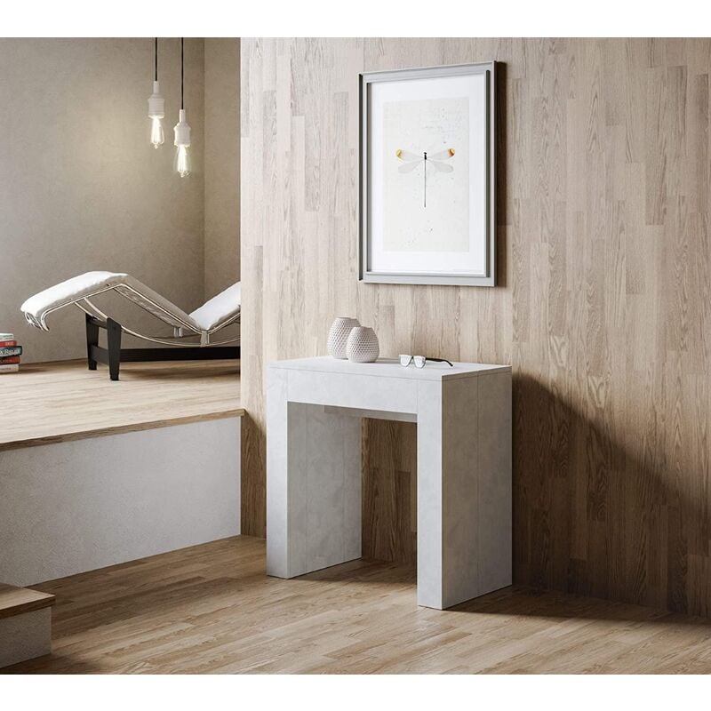 foto del prodotto consolle allungabile allin bianco spatolato l.78 x h.80 x p.47 con allunghe interne