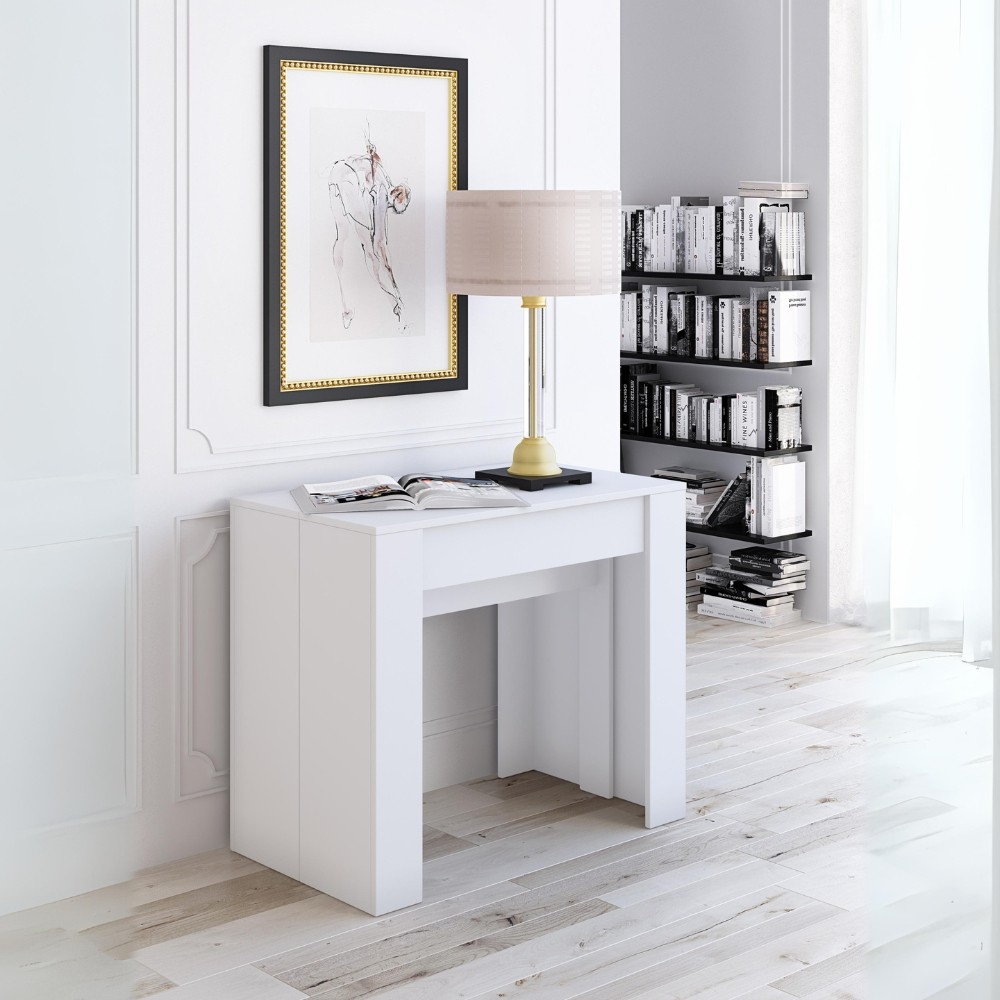 foto del prodotto consolle allungabile bianca 90x51,6x76,6 cm