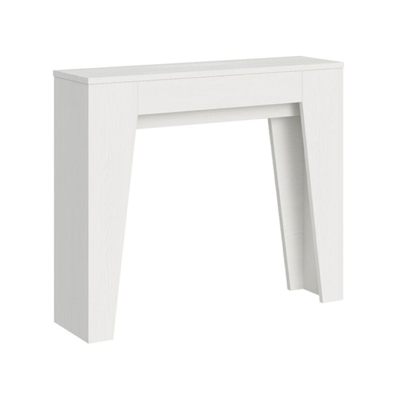 foto del prodotto consolle allungabile fino a 181 cm in nobilitato bianco frassino narrow 90x25 cm