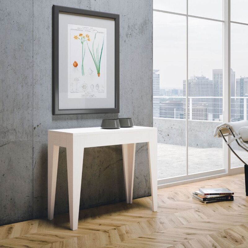 foto del prodotto consolle allungabile isotta small 90x42 bianco frassino fino a 198 cm
