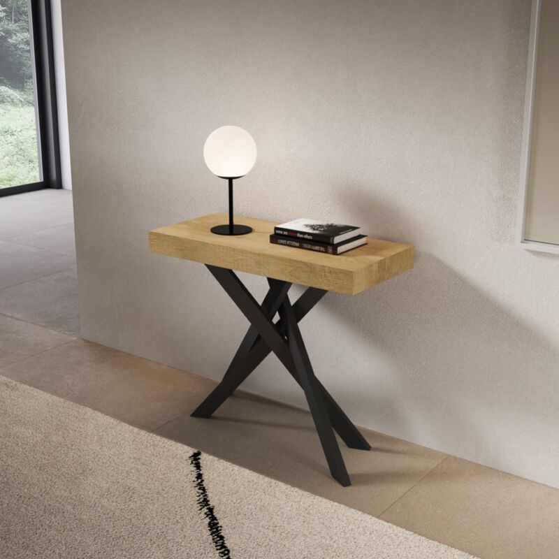 foto del prodotto consolle allungabile libo small quercia natura gambe antracite 90x40 196 cm