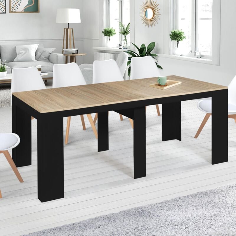 foto del prodotto consolle allungabile orlando, 10 persone, 235 cm, finitura legno nero e faggio