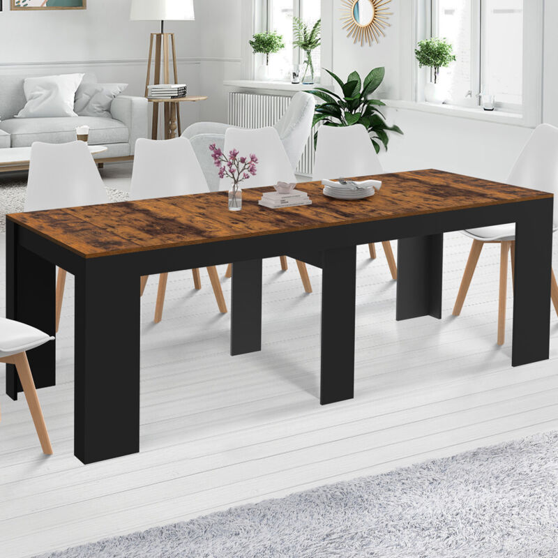foto del prodotto consolle allungabile orlando, 10 posti, 235 cm, legno effetto invecchiato e nero