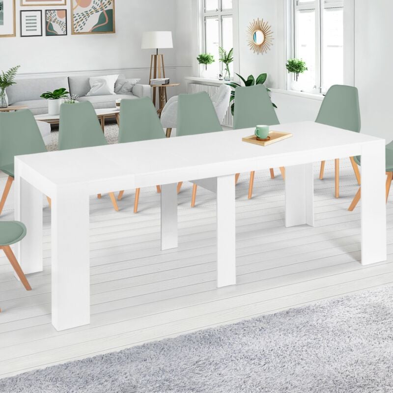 foto del prodotto consolle allungabile orlando, 14 persone, 300 cm, legno bianco