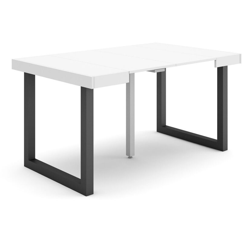 foto del prodotto consolle allungabile, tavolo consolle allungabile , 140, per 6 persone, gambe in legno, stile moderno, bianco skraut home