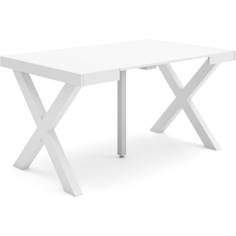 foto del prodotto consolle allungabile, tavolo consolle allungabile , 140, per 6 persone, gambe in legno, stile moderno, bianco skraut home