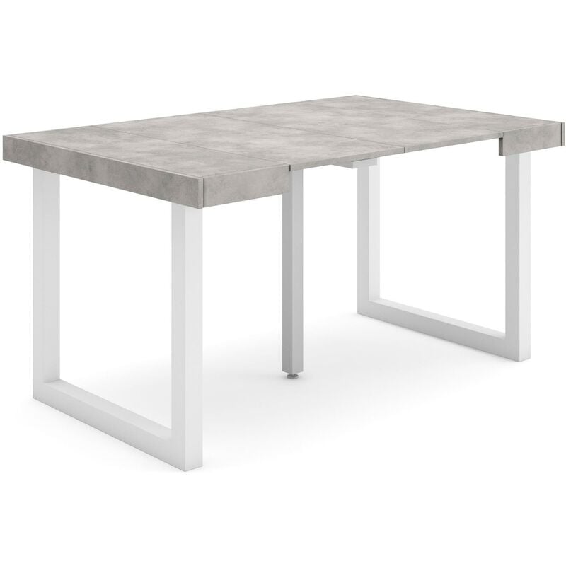 foto del prodotto consolle allungabile, tavolo consolle allungabile , 140, per 6 persone, gambe in legno, stile moderno, grigio cemento skraut home