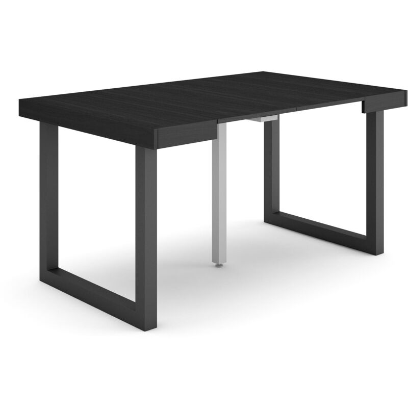 foto del prodotto consolle allungabile, tavolo consolle allungabile , 140, per 6 persone, gambe in legno, stile moderno, nero skraut home