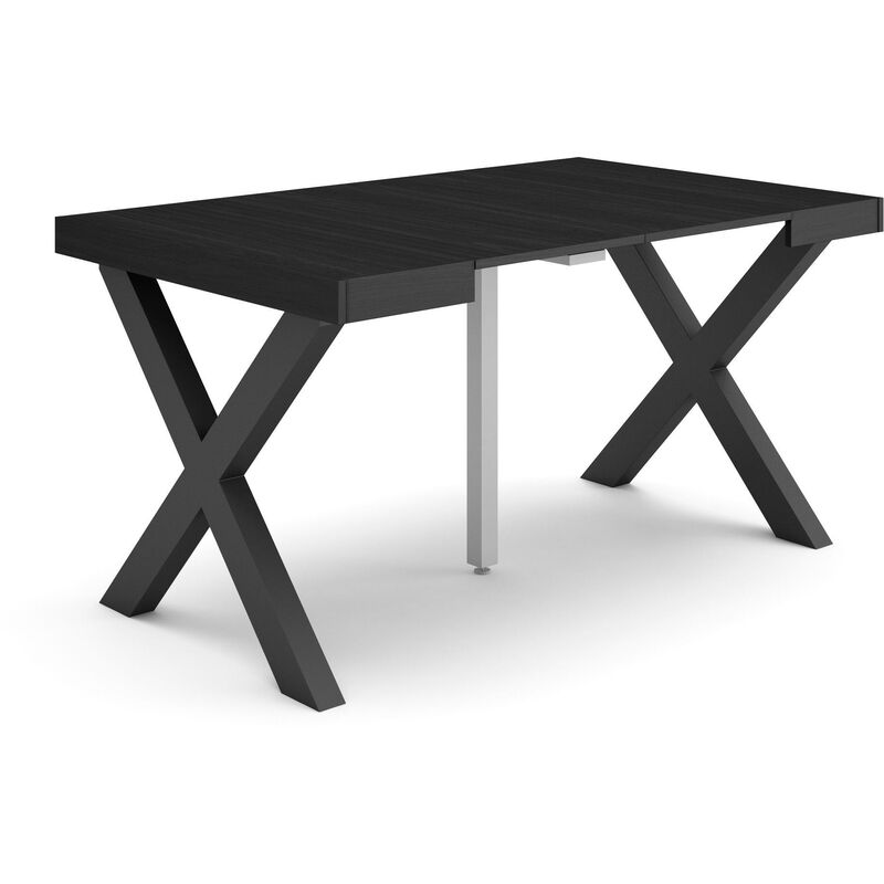 foto del prodotto consolle allungabile, tavolo consolle allungabile , 140, per 6 persone, gambe in legno, stile moderno, nero skraut home
