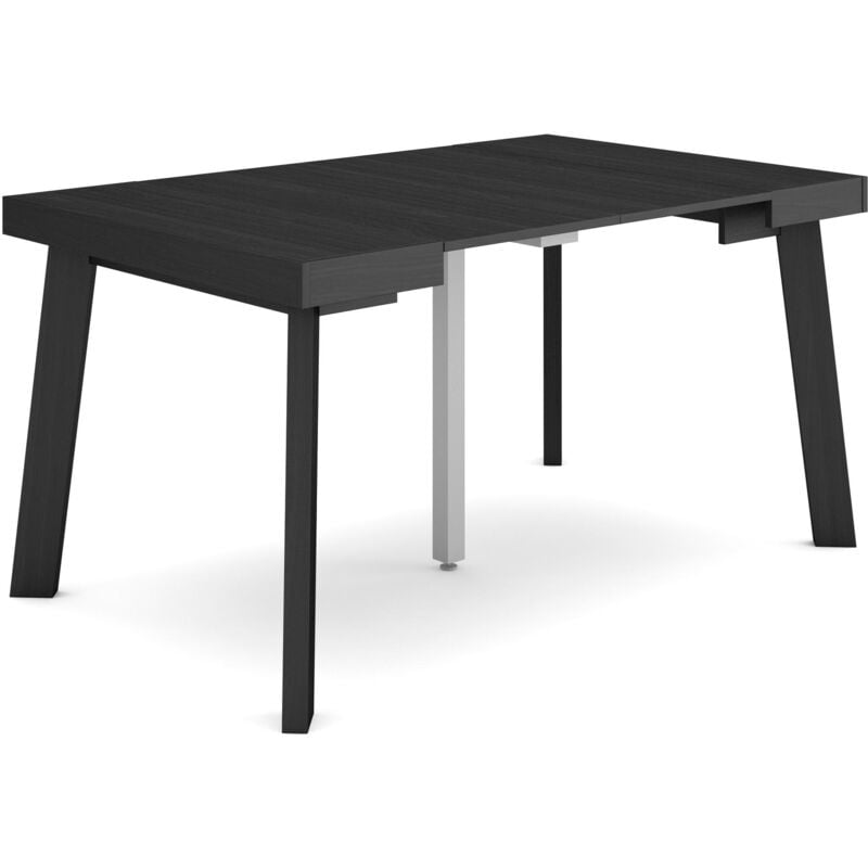 foto del prodotto consolle allungabile, tavolo consolle allungabile , 140, per 6 persone, gambe in legno, stile moderno, nero skraut home