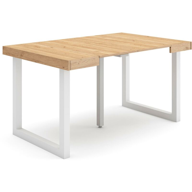 foto del prodotto consolle allungabile, tavolo consolle allungabile , 140, per 6 persone, gambe in legno, stile moderno, rovere skraut home