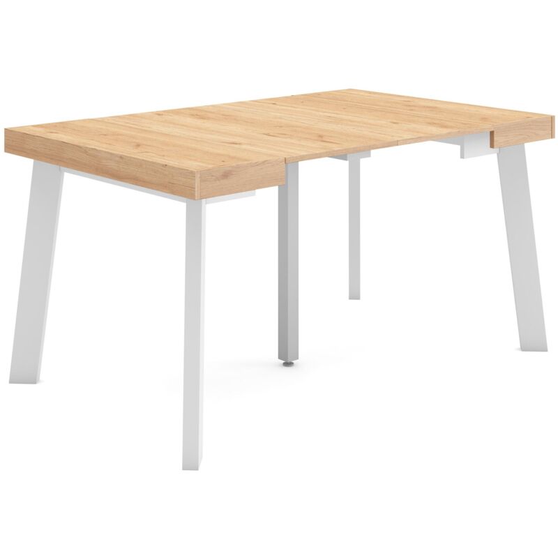 foto del prodotto consolle allungabile, tavolo consolle allungabile , 140, per 6 persone, gambe in legno, stile moderno, rovere skraut home