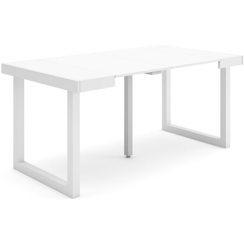 foto del prodotto consolle allungabile, tavolo consolle allungabile , 160, per 8 persone, gambe in legno, stile moderno, bianco skraut home