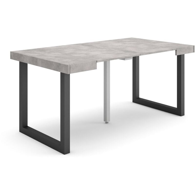 foto del prodotto consolle allungabile, tavolo consolle allungabile , 160, per 8 persone, gambe in legno, stile moderno, grigio cemento skraut home