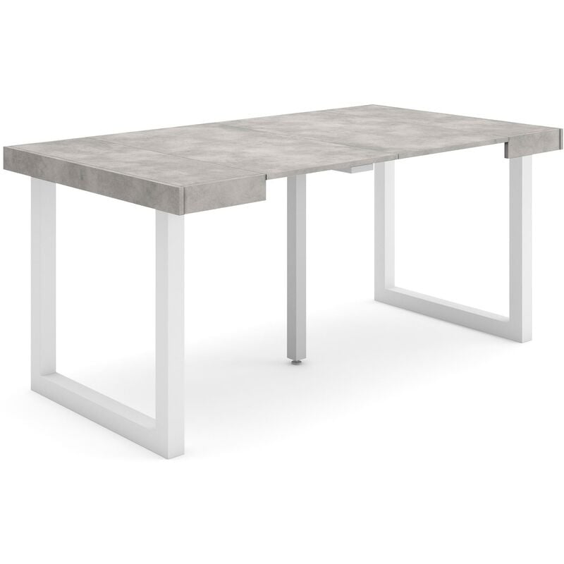 foto del prodotto consolle allungabile, tavolo consolle allungabile , 160, per 8 persone, gambe in legno, stile moderno, grigio cemento skraut home