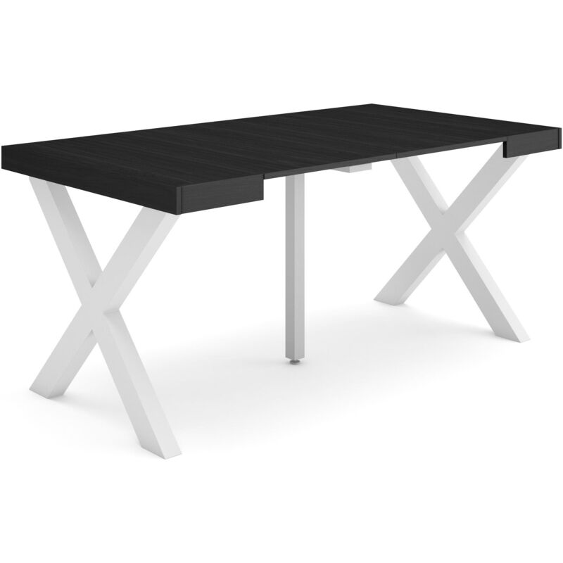 foto del prodotto consolle allungabile, tavolo consolle allungabile , 160, per 8 persone, gambe in legno, stile moderno, nero skraut home