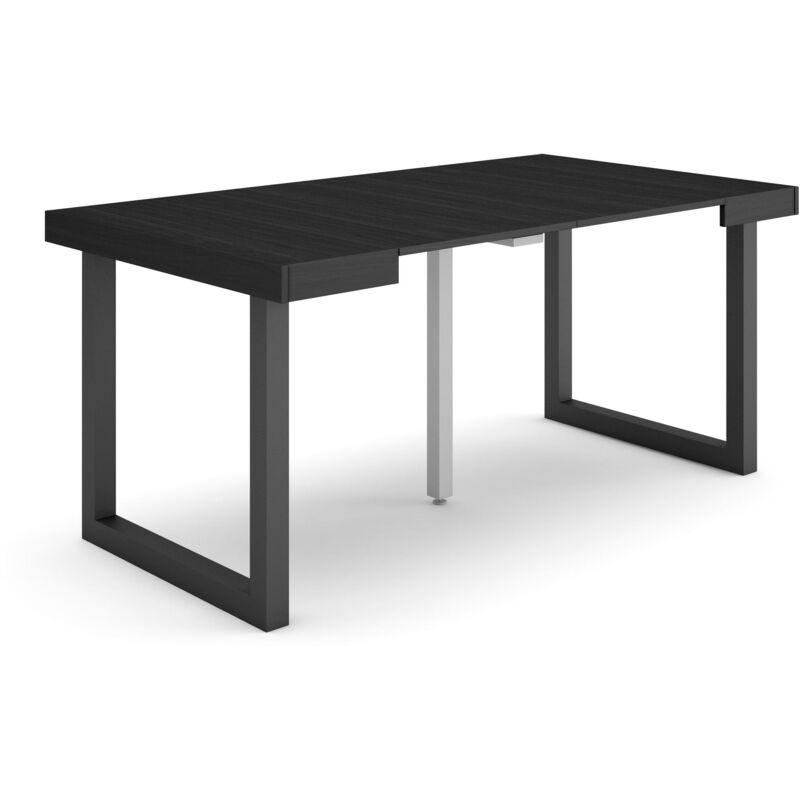 foto del prodotto consolle allungabile, tavolo consolle allungabile , 160, per 8 persone, gambe in legno, stile moderno, nero skraut home