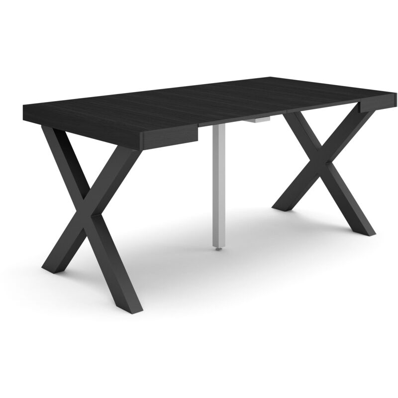foto del prodotto consolle allungabile, tavolo consolle allungabile , 160, per 8 persone, gambe in legno, stile moderno, nero skraut home