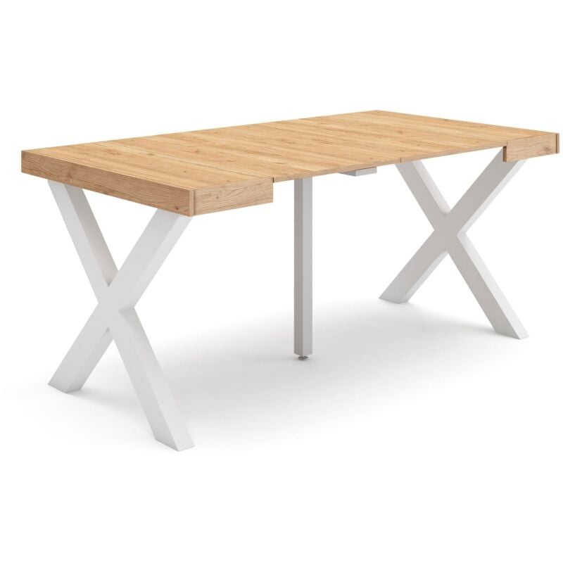 foto del prodotto consolle allungabile, tavolo consolle allungabile , 160, per 8 persone, gambe in legno, stile moderno, rovere skraut home