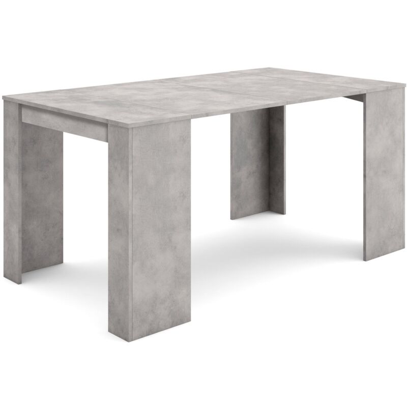 foto del prodotto consolle allungabile, tavolo consolle allungabile , 160, per 8 persone, tavolo da pranzo, stile moderno, grigio cemento skraut home