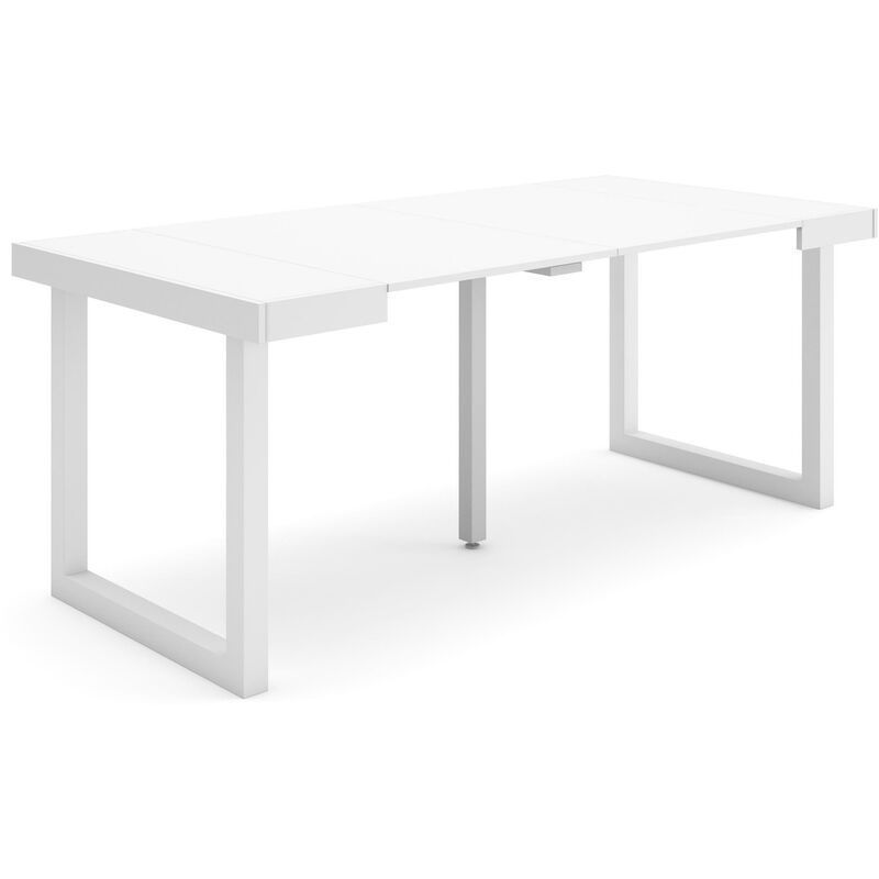foto del prodotto consolle allungabile, tavolo consolle allungabile , 180, per 8 persone, gambe in legno, stile moderno, bianco skraut home