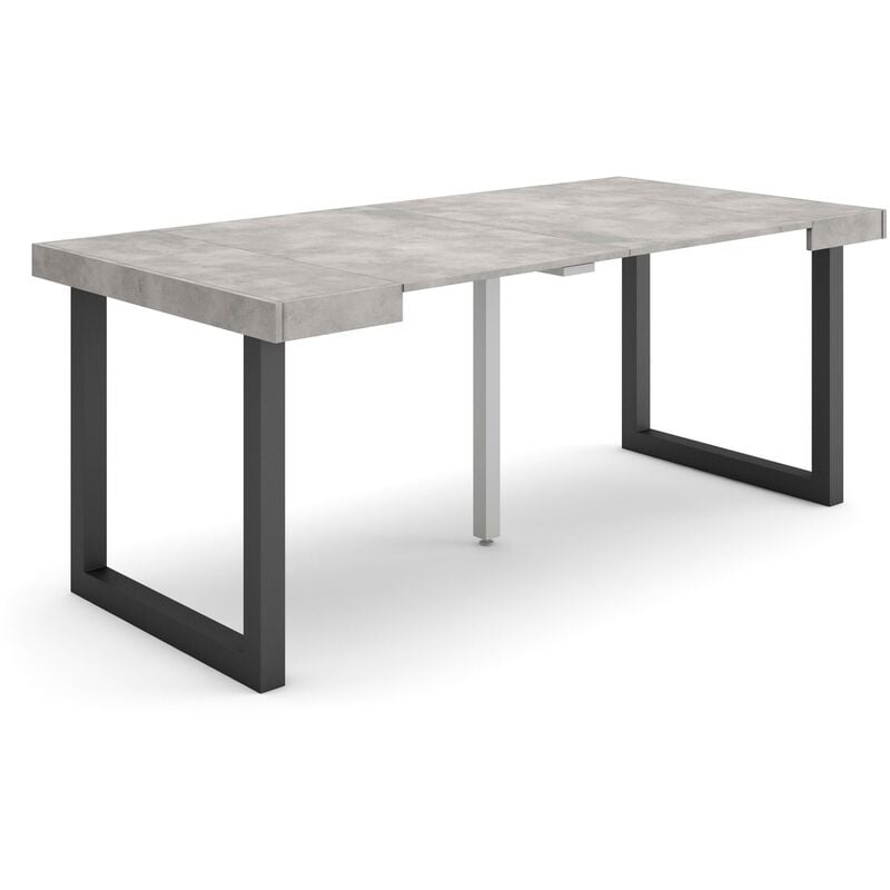 foto del prodotto consolle allungabile, tavolo consolle allungabile , 180, per 8 persone, gambe in legno, stile moderno, grigio cemento skraut home