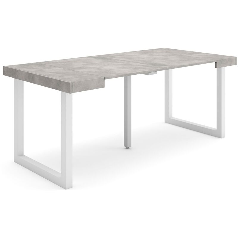 foto del prodotto consolle allungabile, tavolo consolle allungabile , 180, per 8 persone, gambe in legno, stile moderno, grigio cemento skraut home