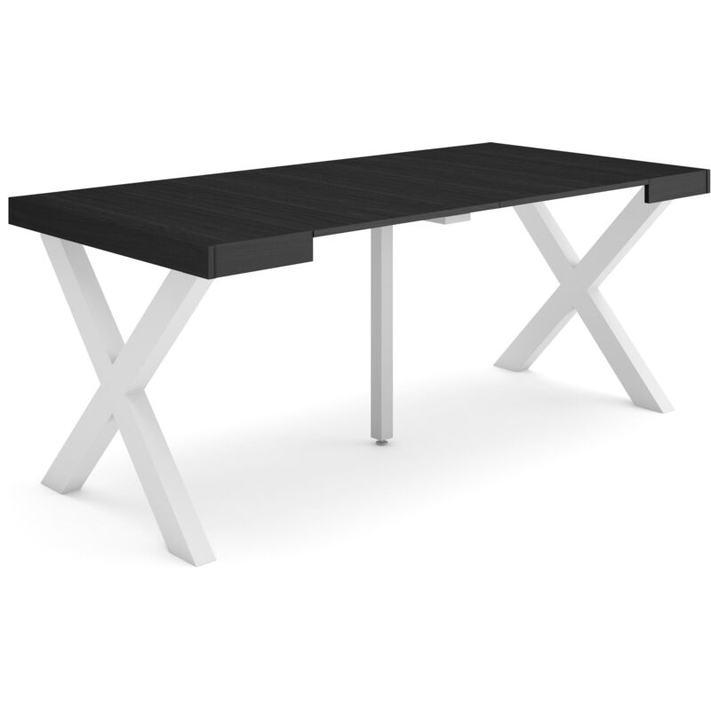 foto del prodotto consolle allungabile, tavolo consolle allungabile , 180, per 8 persone, gambe in legno, stile moderno, nero skraut home