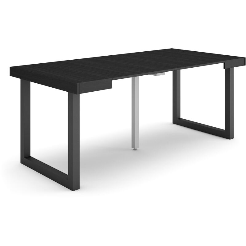 foto del prodotto consolle allungabile, tavolo consolle allungabile , 180, per 8 persone, gambe in legno, stile moderno, nero skraut home
