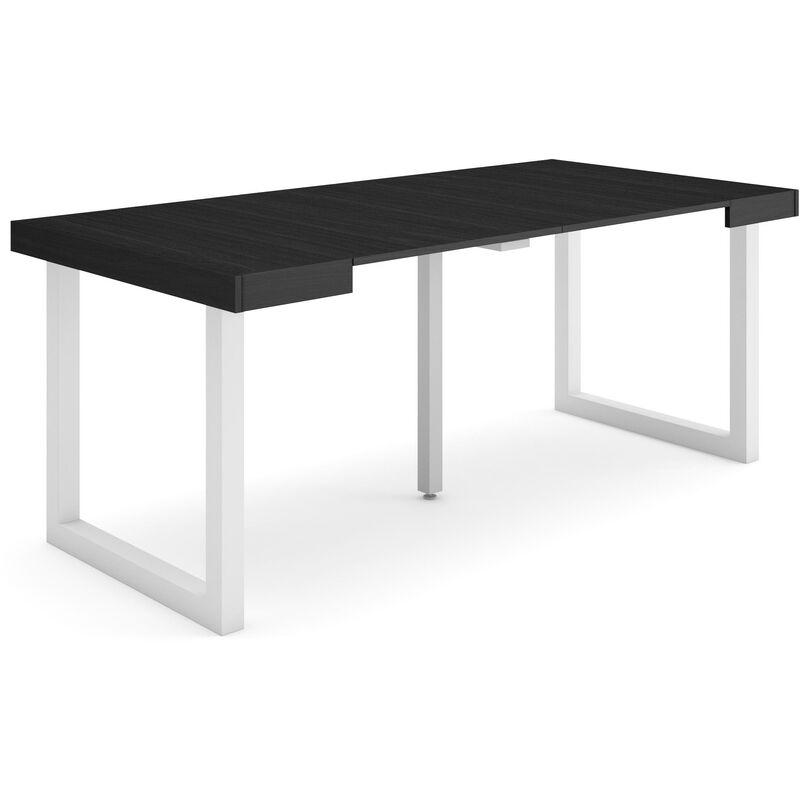 foto del prodotto consolle allungabile, tavolo consolle allungabile , 180, per 8 persone, gambe in legno, stile moderno, nero skraut home