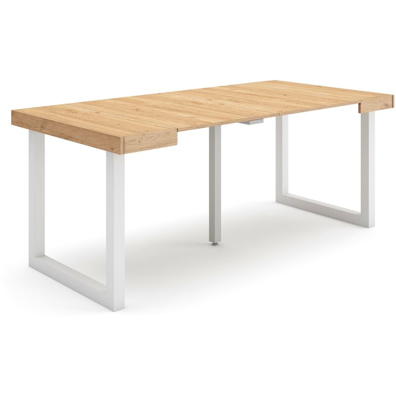 foto del prodotto consolle allungabile, tavolo consolle allungabile , 180, per 8 persone, gambe in legno, stile moderno, rovere skraut home
