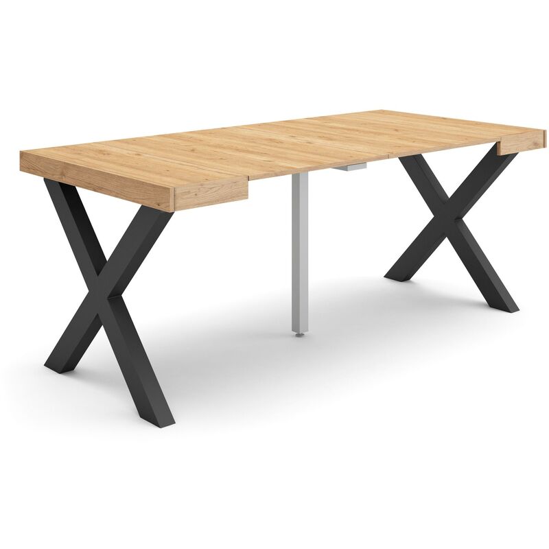 foto del prodotto consolle allungabile, tavolo consolle allungabile , 180, per 8 persone, gambe in legno, stile moderno, rovere skraut home