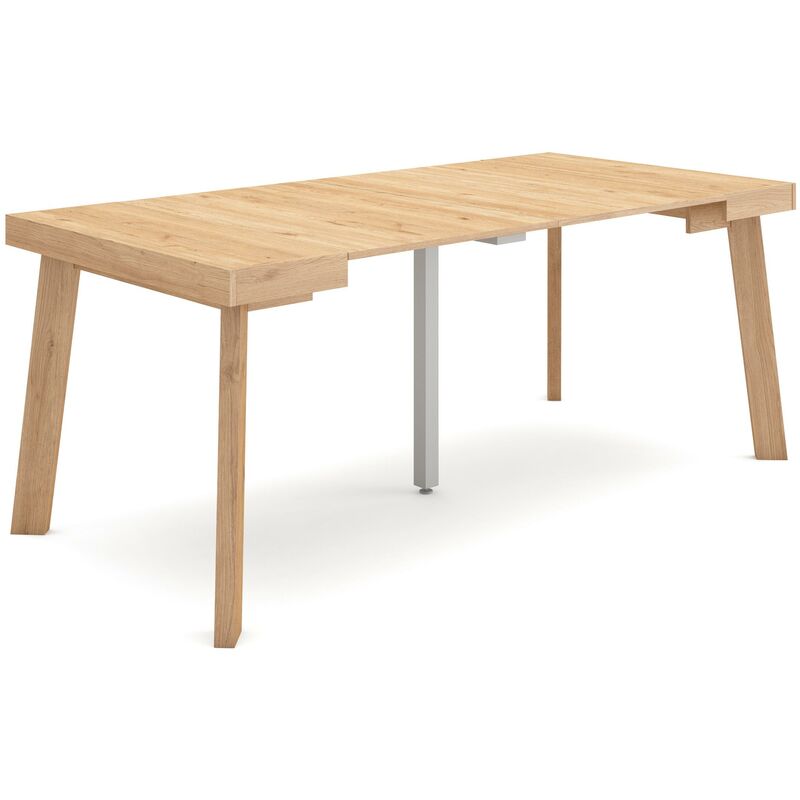 foto del prodotto consolle allungabile, tavolo consolle allungabile , 180, per 8 persone, gambe in legno, stile moderno, rovere skraut home