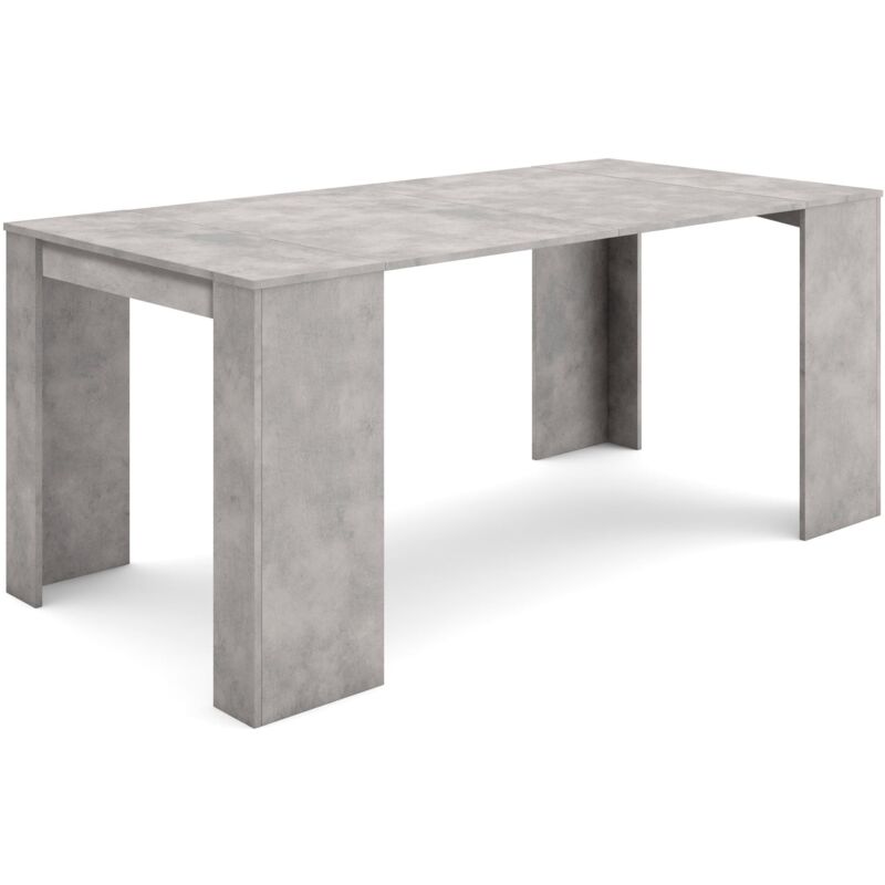 foto del prodotto consolle allungabile, tavolo consolle allungabile , 180, per 8 persone, tavolo da pranzo, stile moderno, grigio cemento skraut home