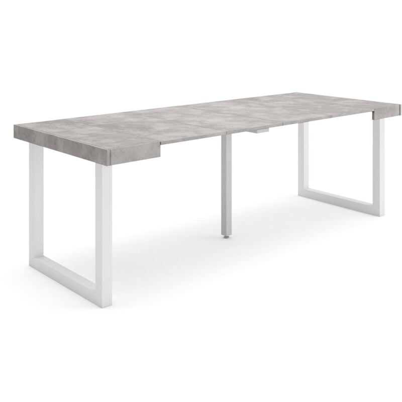 foto del prodotto consolle allungabile, tavolo consolle allungabile , 220, per 10 persone, gambe in legno, stile moderno, grigio cemento skraut home
