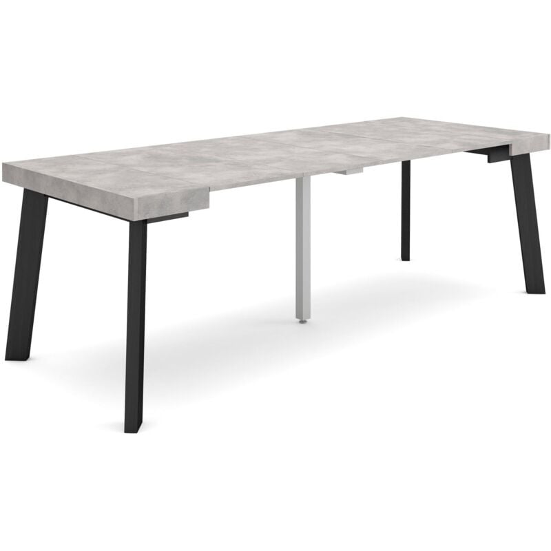 foto del prodotto consolle allungabile, tavolo consolle allungabile , 220, per 10 persone, gambe in legno, stile moderno, grigio cemento skraut home