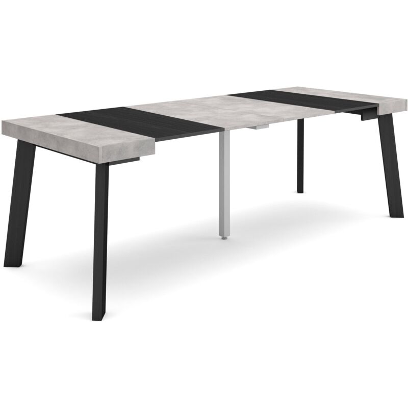 foto del prodotto consolle allungabile, tavolo consolle allungabile , 220, per 10 persone, gambe in legno, stile moderno, grigio cemento skraut home