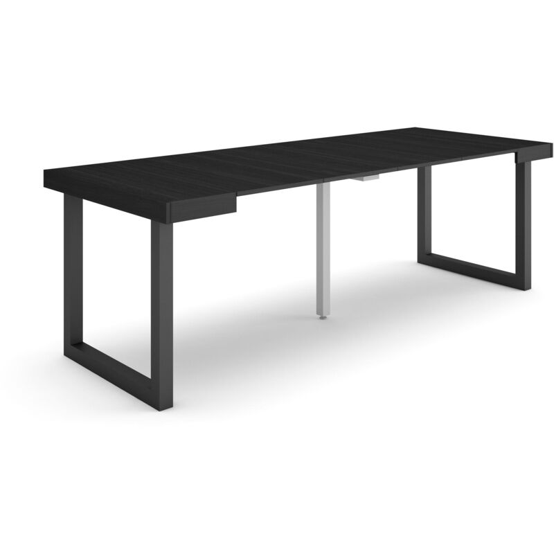 foto del prodotto consolle allungabile, tavolo consolle allungabile , 220, per 10 persone, gambe in legno, stile moderno, nero skraut home