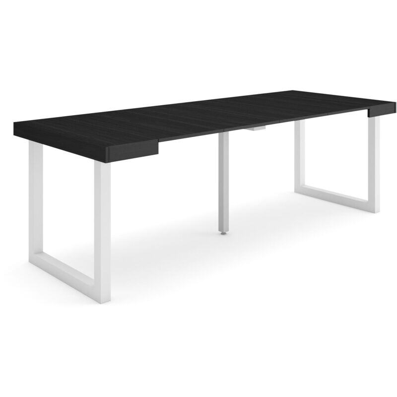 foto del prodotto consolle allungabile, tavolo consolle allungabile , 220, per 10 persone, gambe in legno, stile moderno, nero skraut home