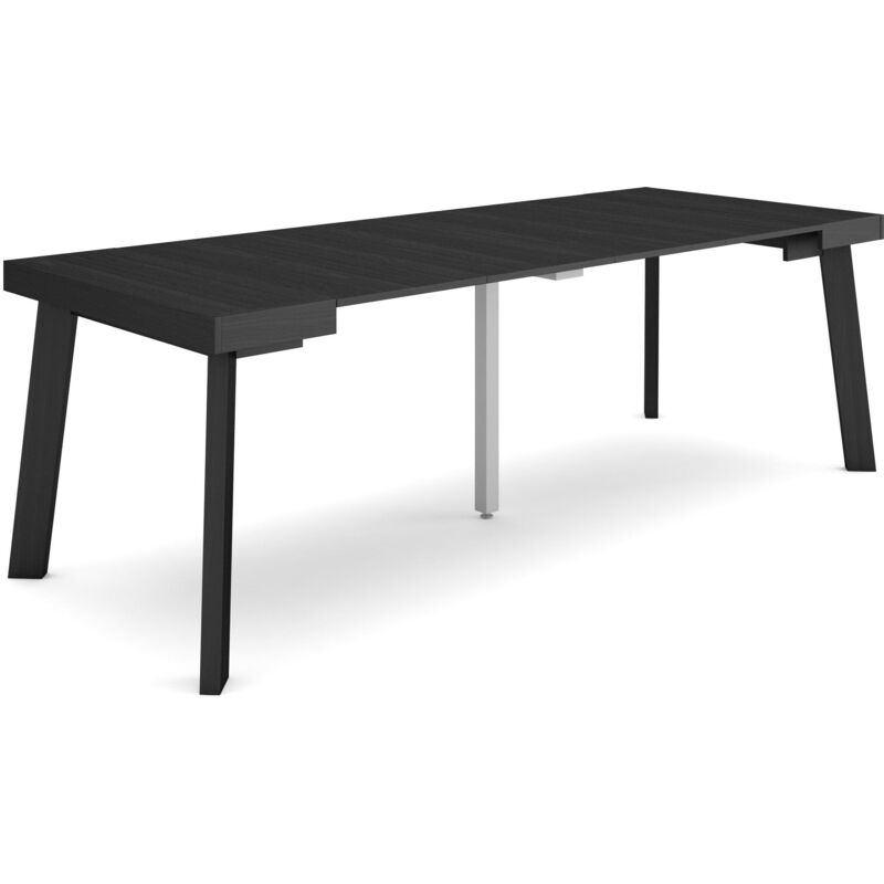 foto del prodotto consolle allungabile, tavolo consolle allungabile , 220, per 10 persone, gambe in legno, stile moderno, nero skraut home