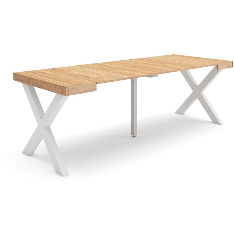 foto del prodotto consolle allungabile, tavolo consolle allungabile , 220, per 10 persone, gambe in legno, stile moderno, rovere skraut home