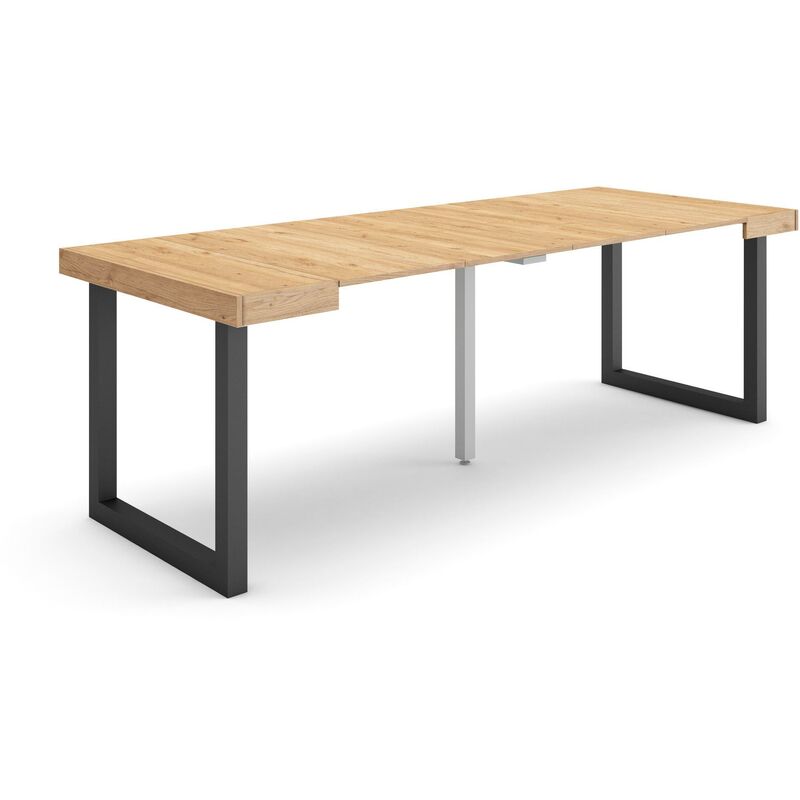 foto del prodotto consolle allungabile, tavolo consolle allungabile , 220, per 10 persone, gambe in legno, stile moderno, rovere skraut home
