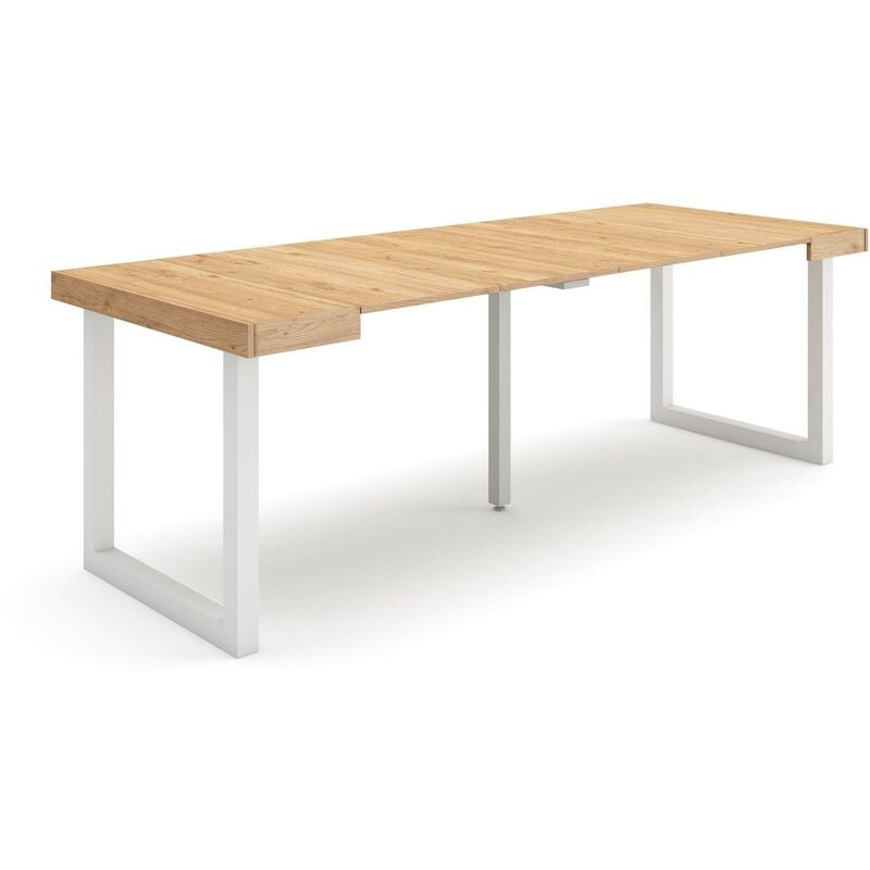 foto del prodotto consolle allungabile, tavolo consolle allungabile , 220, per 10 persone, gambe in legno, stile moderno, rovere skraut home