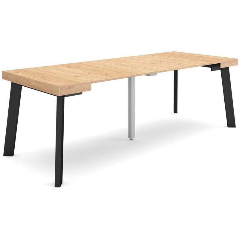 foto del prodotto consolle allungabile, tavolo consolle allungabile , 220, per 10 persone, gambe in legno, stile moderno, rovere skraut home